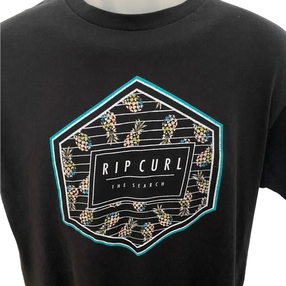 RIP CURL Surf Colorful Pineapples Black Tee Shirt Men L Large - Picture 2 of 5